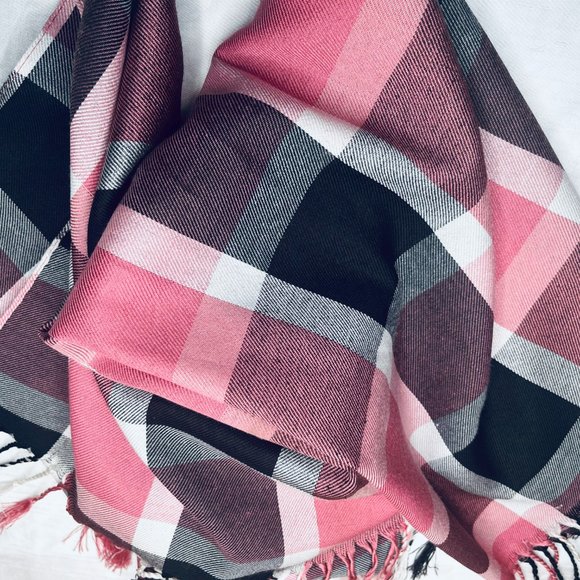 NWT Handmade Scarf by Sana – Pink & Black Check Design - Picture 7 of 11